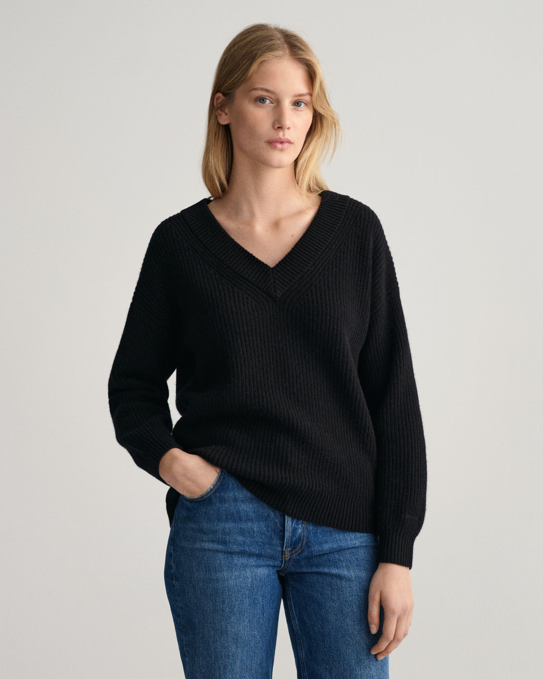 GANT Wool Ribbed V-Neck Sweater/Pulover 4805139